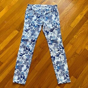 vineyard vines Cordia White Blue Floral Skinny Denim Jeans, Size 2
